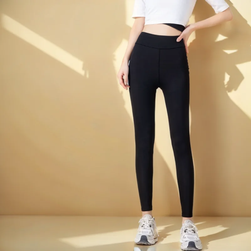 กางเกงเลกกิ้งกีฬาผู้หญิง กางเกงวอร์มแบบเรียบง่าย มีซิป สำหรับสาวๆ เนื้อผ้านุ่ม ยืดหยุ่น สไตล์ผู้หญิง ให้ความอบอุ่นในช่วงคริสต์มาส บุซับใน ย้อมสี ตัดเย็บอย่างดี