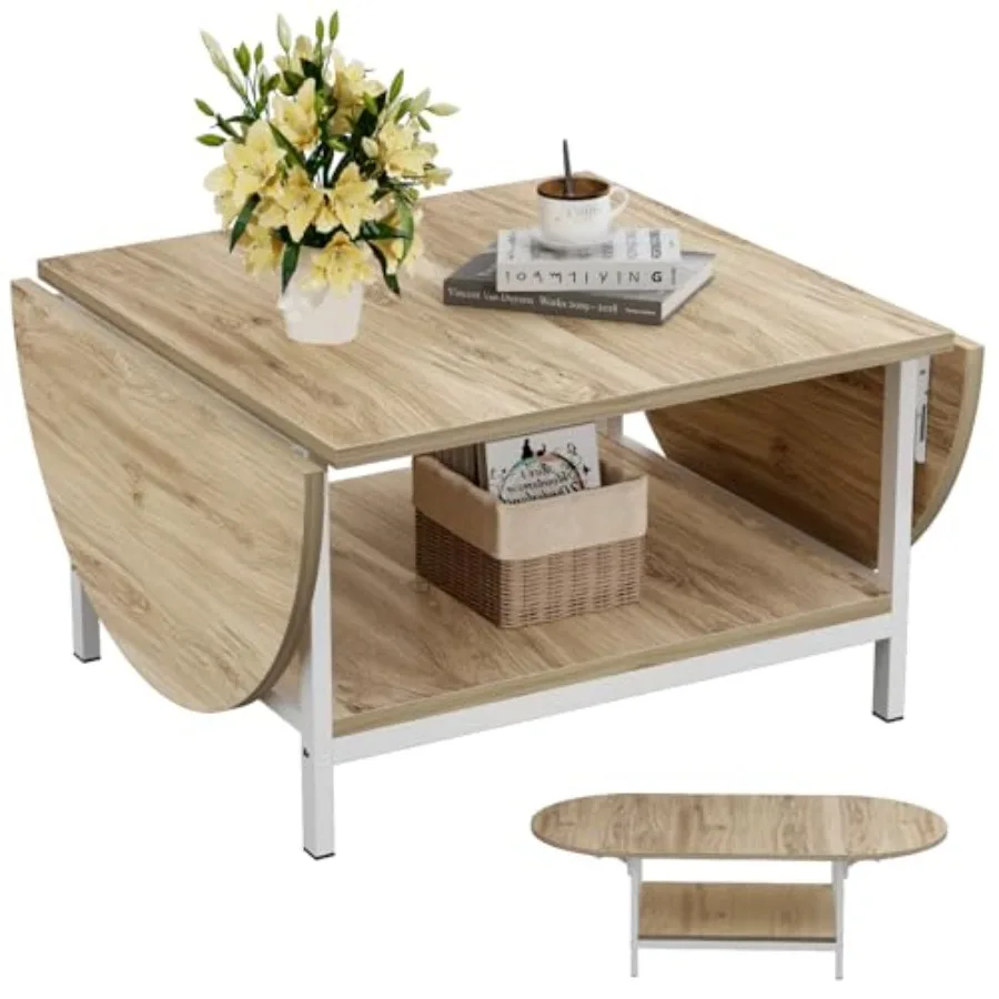 

Modern Coffee Table 2-Tier Extended Coffee Tables for Living Room 2-Tier Small Extended Table with Storage Center Table for Lar