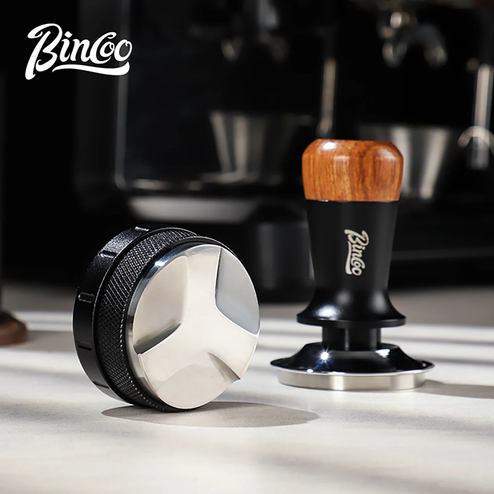 

Bincoo Multifunctional Pressing Powder Board 51-58mm Coffee Tamper Espresso Distributor Powder Pad Walnut Storage Work Station