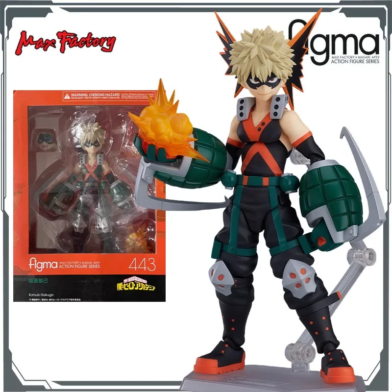 

Max Factory Figma #443 Katsuki Bakugo-140mm PVC/ABS Doll, 2 Expressions (Smirk/Shout) Explosion Parts All-Ages Movable Figurine