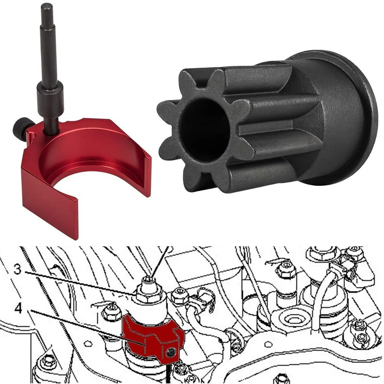 

9U-7227 Injector Height Adjustment Gauge Tool Aluminum Alloy, 9S9082 J-38587-a Engine Barring Socket for 3406E C15 C16