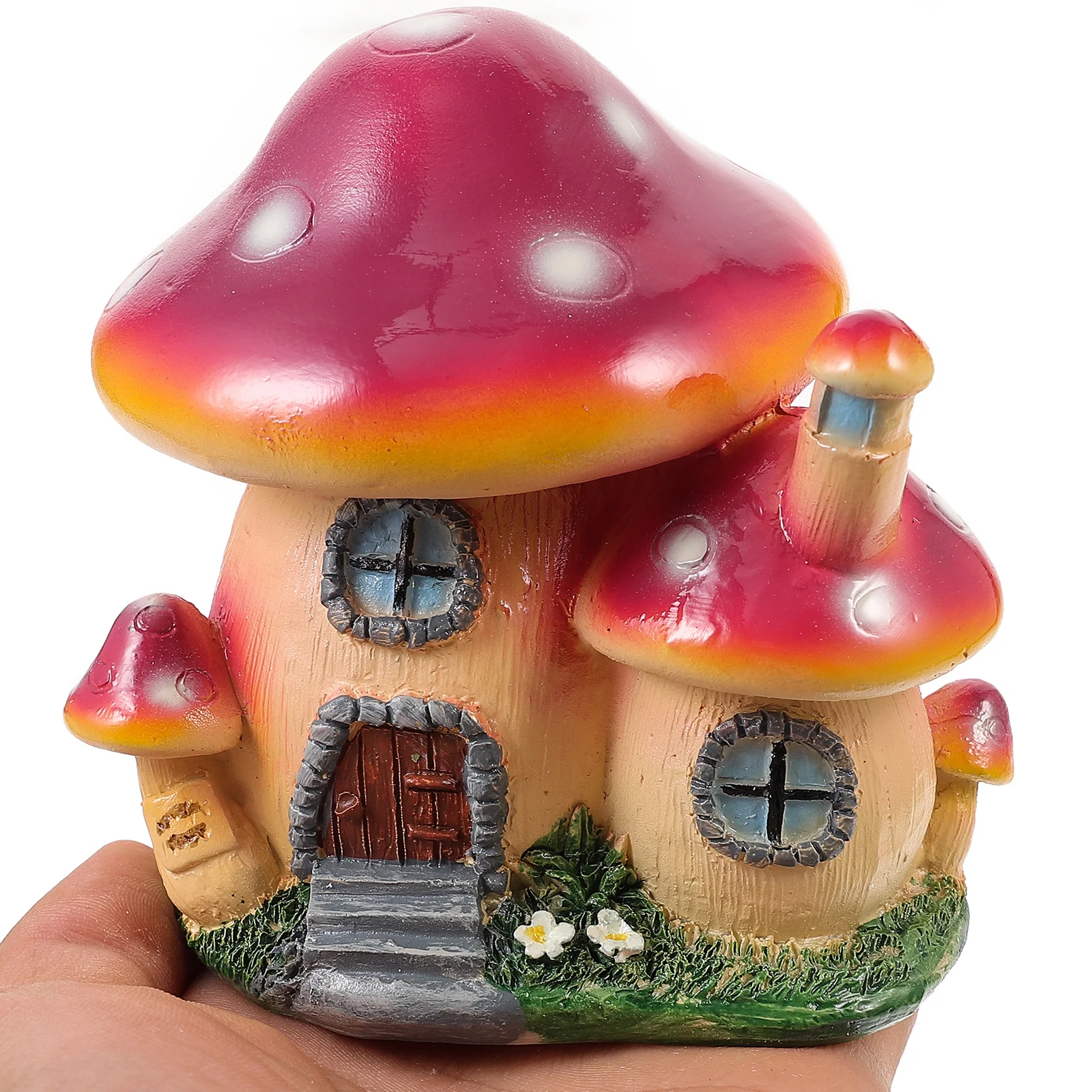 

Lightweight Small Mushroom House Desktop Decor Resin Cartoon Ornament for Garden Yard Home Miniature Mushroom Garden Accessories