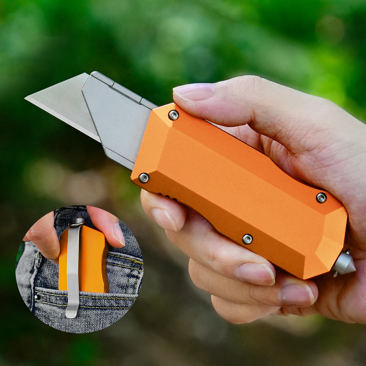 Mini cuchillo de utilidad con mango de aleación de aluminio, multiherramienta para acampar al aire libre, herramientas de corte de papel para el hogar, portátil EDC con 10 cuchillas