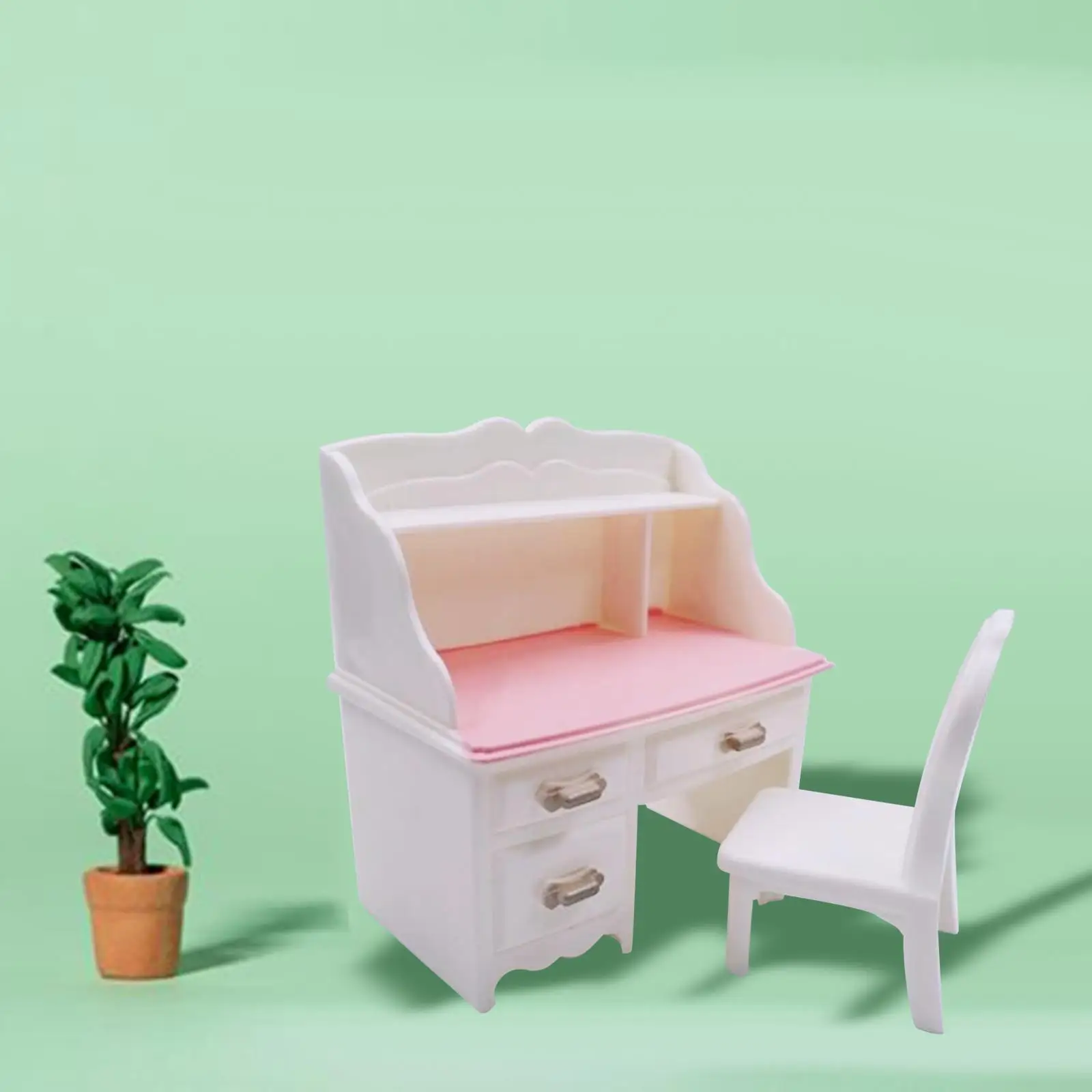 2xdollhouse Miniatur Schreibtischs tuhl für Wohnzimmer Dekor Set