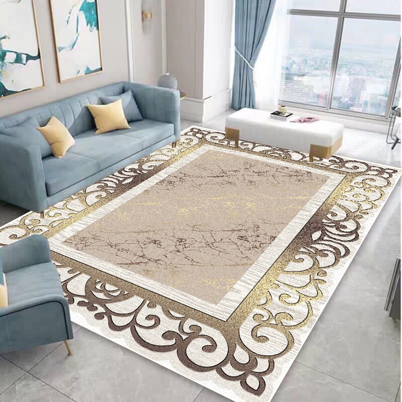 Golden Luxury Style Carpets for Living Room Decoration Home Sofa Area Rugs for Bedroom Cloakroom Anti-slip Floor Mats Washable