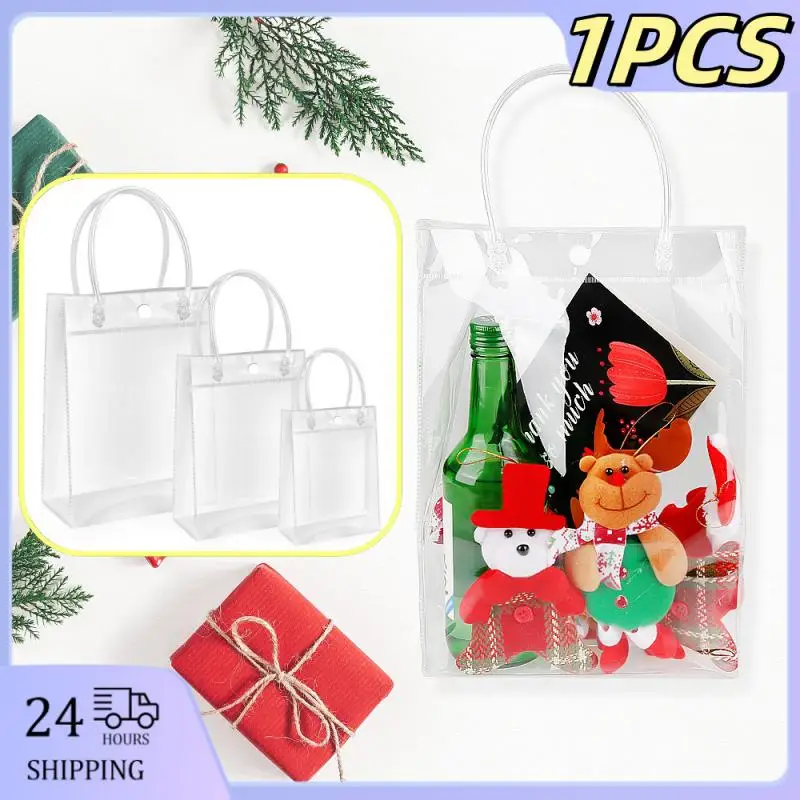 Clear Plastic Gift Bags with Handle Transparent Gift Bag Reusable Tote Bag PVC Bags Wedding Party Bolsa de regalo transparente