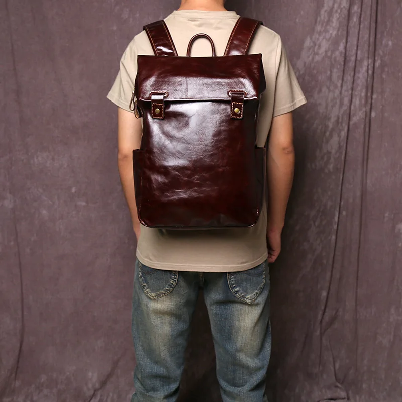 New Genuine Leather Backpack For Men Vegetable Tanned Top Layer Cowhide Large Capacity Business Travel Computer Bag JLFGPJ