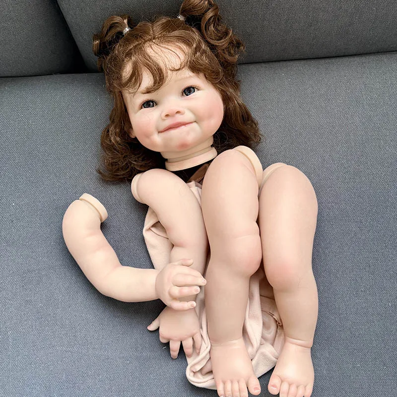 Kit de Boneca Reborn de 24 Polegadas Raya, Menina Sorridente Realista, Kits Reborn Feitos à Mão, Peças de Boneca DIY com Corpo, Kit de Boneca Bebê Reborn