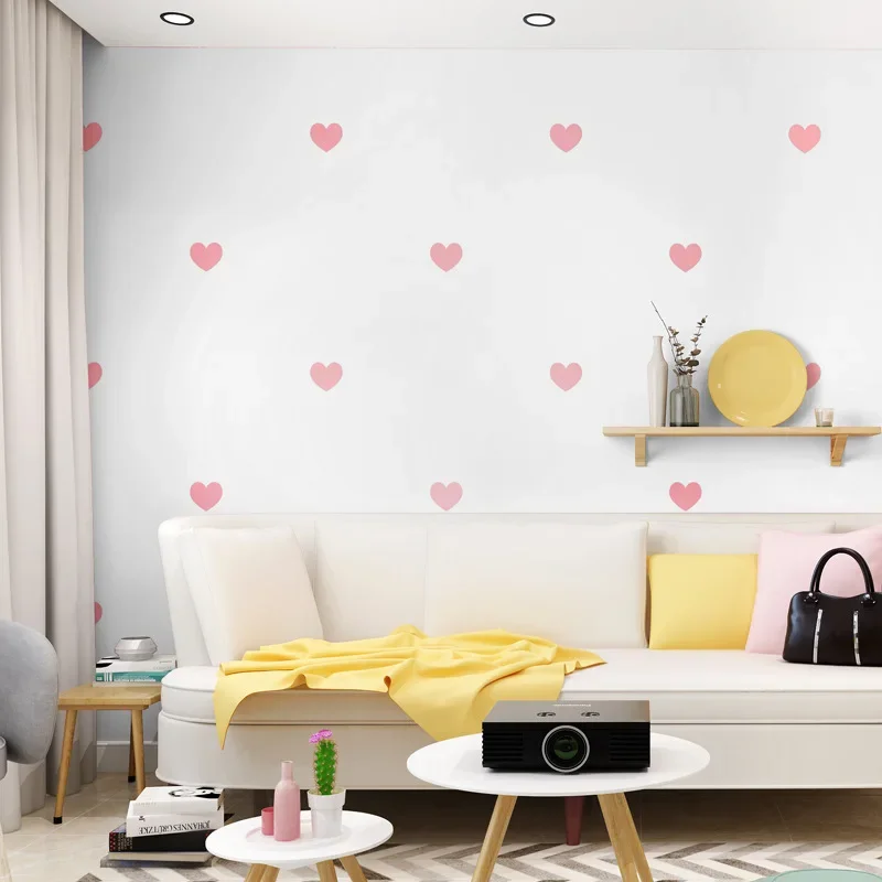 Nordic Style Wallpaper Ins Modern Minimalist Geometric Heart-Shaped Living Room Bedroom TV Backdrop Wall Net Red Wallpaper