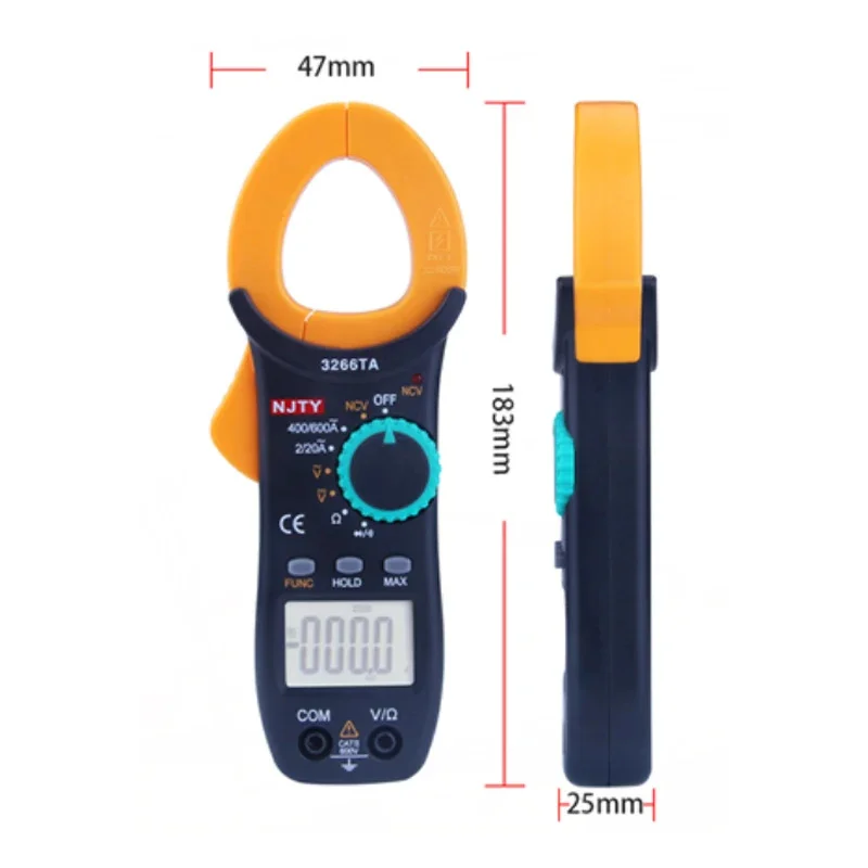 Digital Multimeter Clamp Meter 2000 Counts Auto Range AC/DC Current Voltage Resistance Continuity Diode Measuring NCV Tester