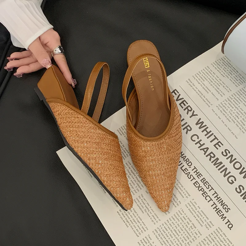 Pointed Toe Women's Sandals Wedges Elegant Woman Heels Shoes 2026 New Summer Slingback Slippers Dress Luxury Party Mujer Zapatos