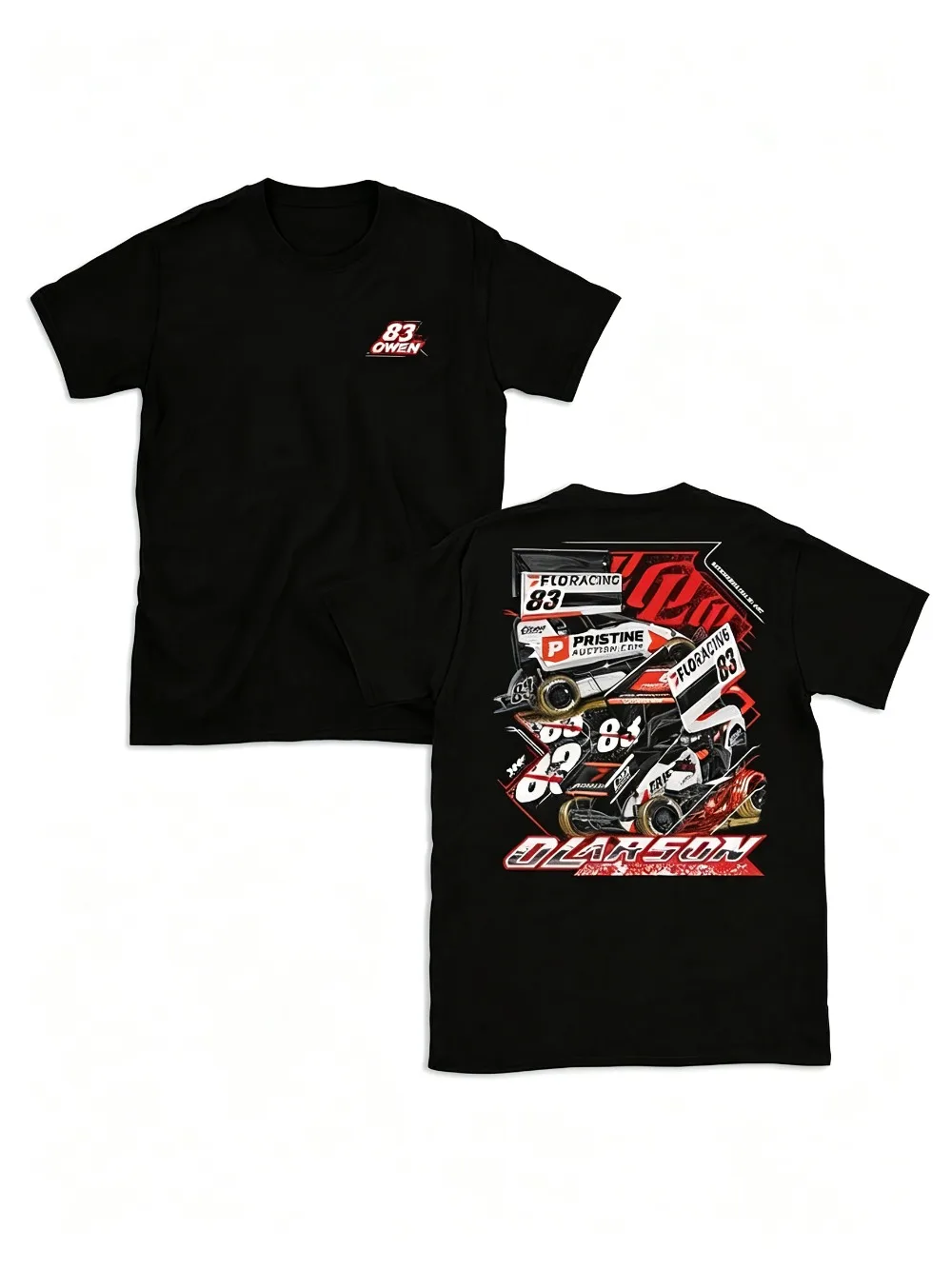 2026 New Short Track Racing Graphic T-Shirt Double Sided Print Dynamic Vibrant Short Sleeve Casual Tee