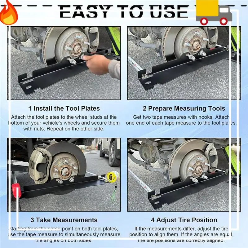 

Wheel Alignment Plate Tool Car Toe Board Wheel Alignment Tool Wheel Alignment Plate Tool With 2 Tape Silvery