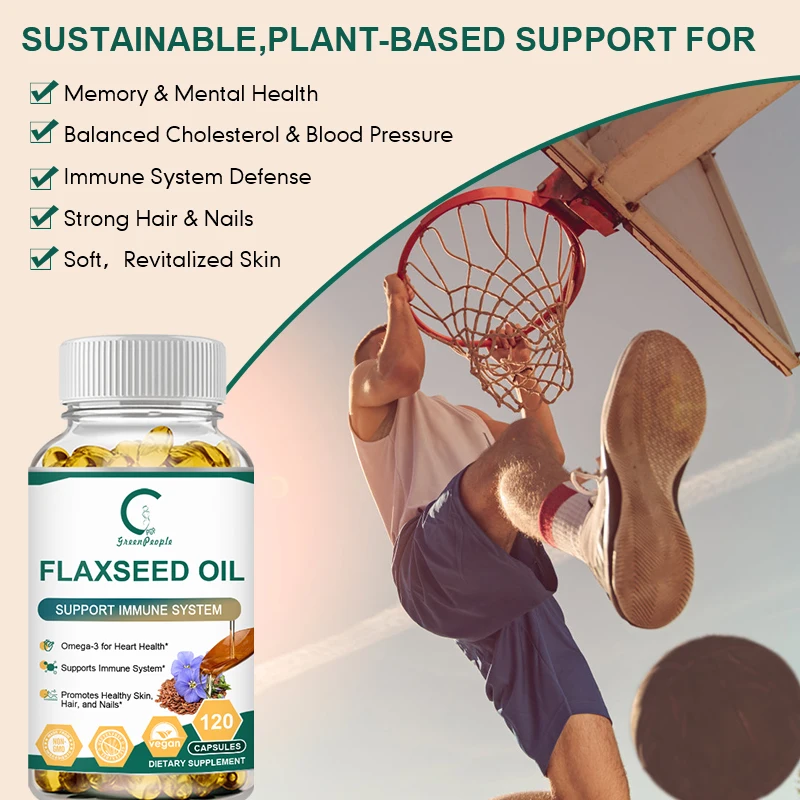 GPGP GreenPeople Flaxseed Oil Capsules with Omega 3 for Nail Heart Health Blood Circulation Skin Beauty Hormone Balance Softgels