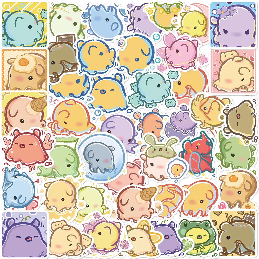 10/30/50PCS Cartoon Octopus Cute Stickers Decal Decoration Suitcase Scrapbooking Laptop Stationery Animal Kawaii Kid Toy Sticker