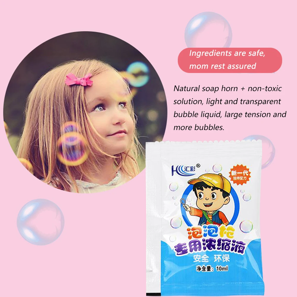 무취 농축 거품 용액, 10ml 액체 비누 물 리필, 안전 물 장난감, 버블건용 액세서리, 10 개, 50 개, 100 개