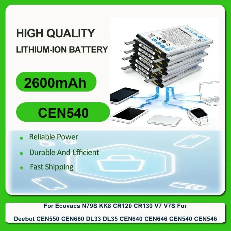 Battery For Ecovacs CEN360 CEN361 DH35 DH43 DH45 DN620 DN621 N79S N79 DEEBOT 600 601 605 710 715 KK8 CR120 CR130 V7 V7S CEN550