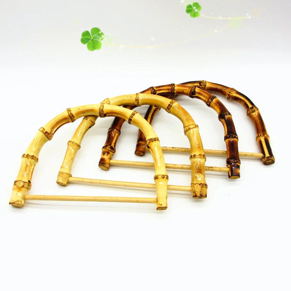 

2Pcs Bamboo D Type Half Round Handles Stylish Handmade Bag Handles DIY Bag Accessories Beige 14.5cm Fashionable Replacement