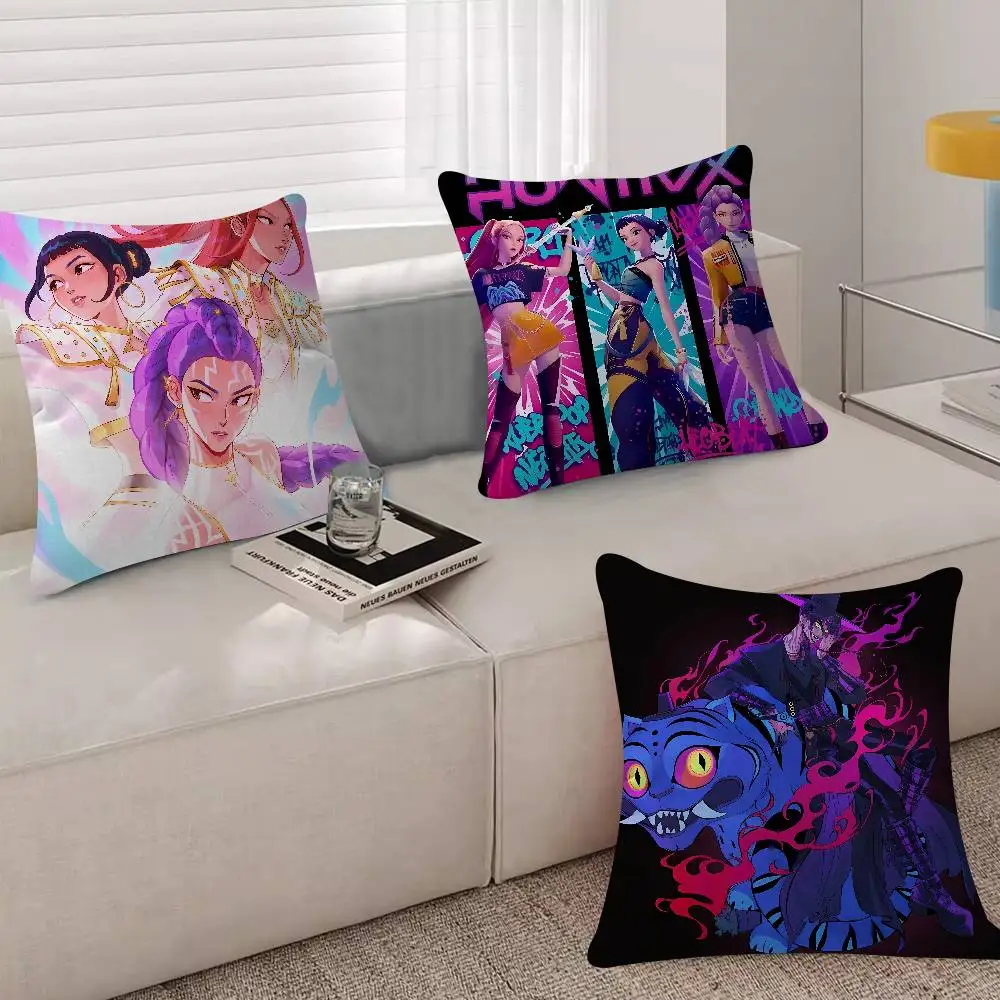 Cartoon Movie K-Pop Demon Kop-Hunters Pillow Case Plush Fabric Soft Double Sided Print Sofa Cushion Cover Throw Pillow Covers