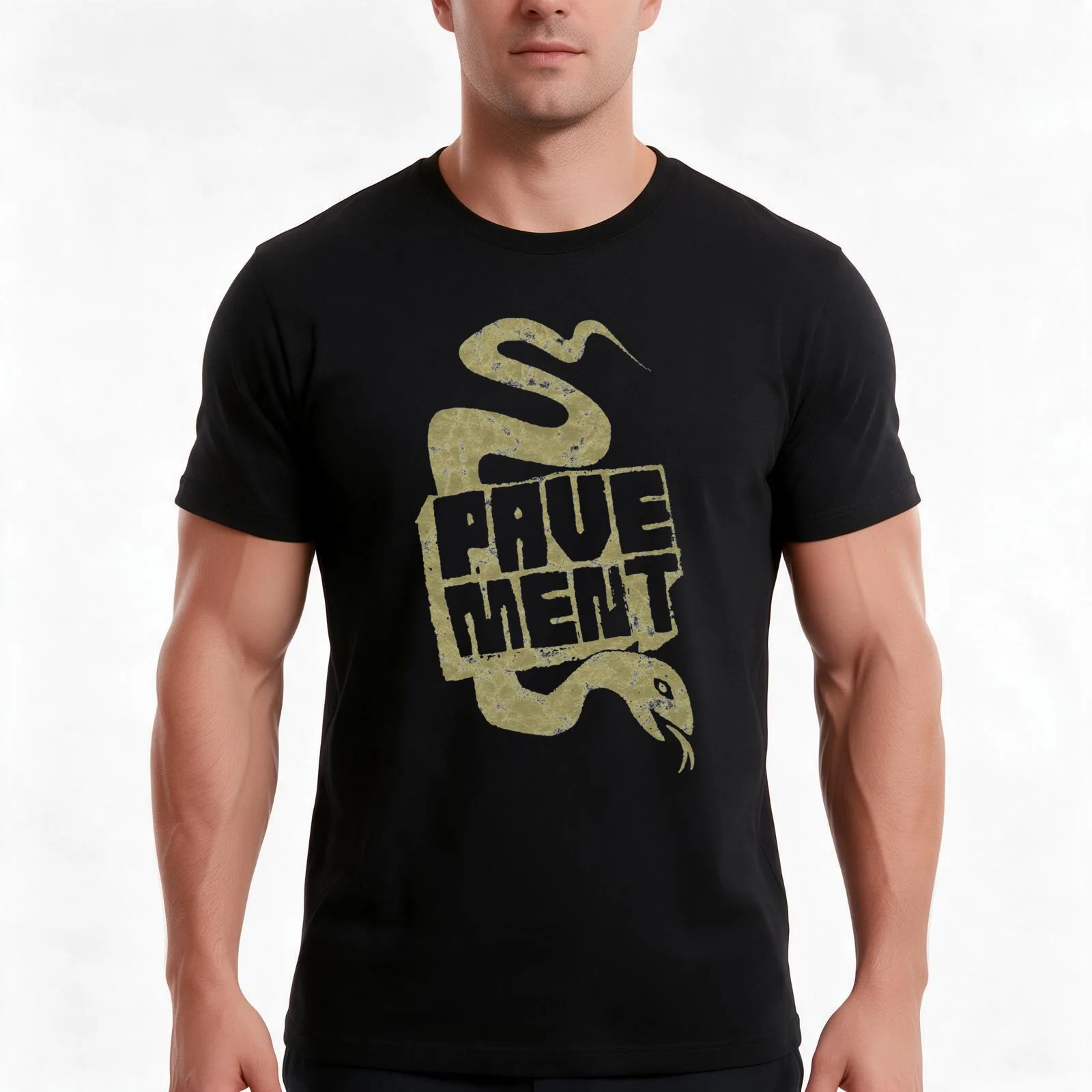 Pavement Snake T-Shirt, Summer Casual Cotton Tee, Oversized Streetwear Tops, Vintage Graphic Print, Loose Fit Short Sleeve