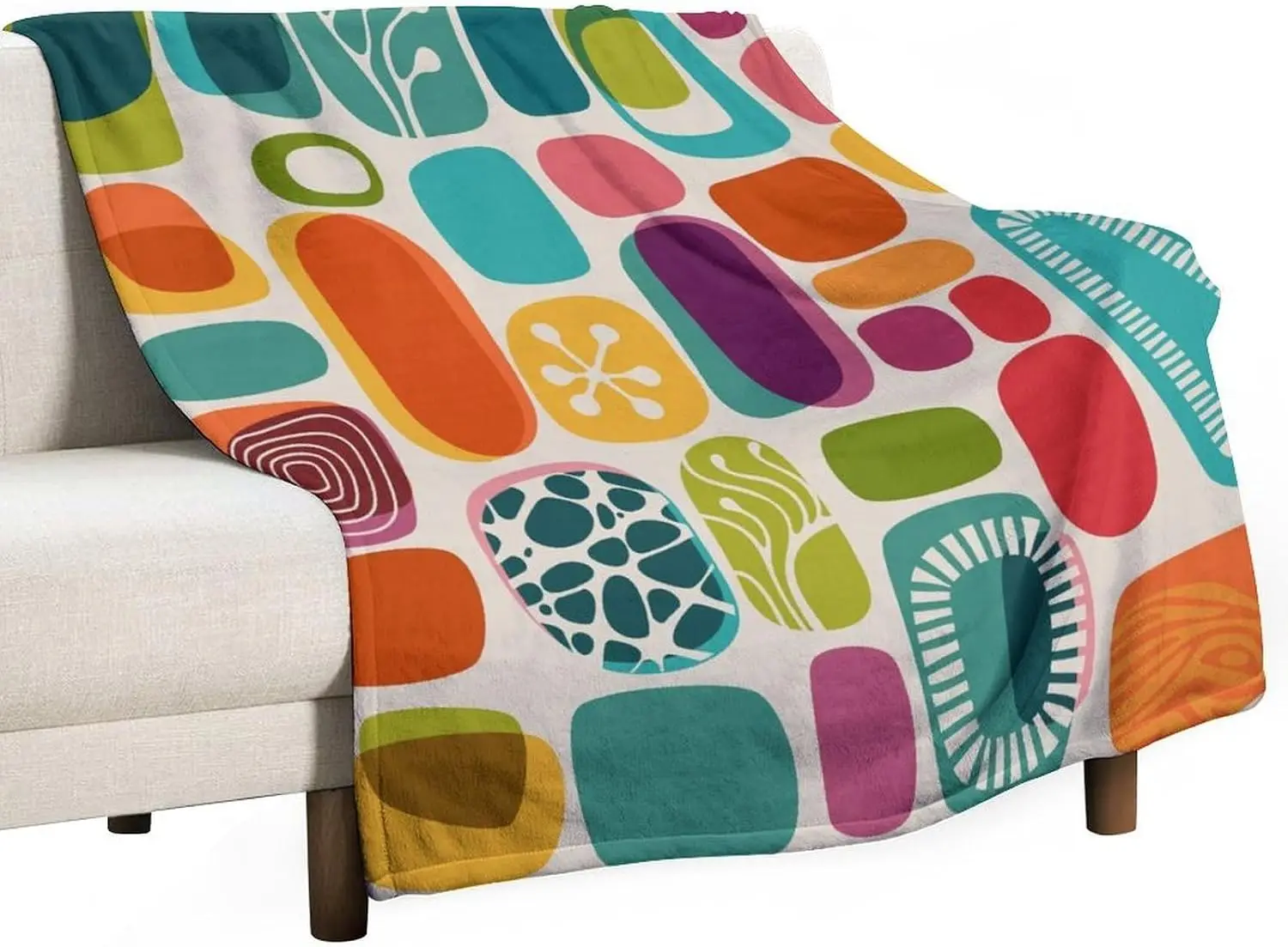 Vintage Bright Multi-Color Organic Shape Graffiti Pattern Soft Blanket Fit Living Room Bed Travel Multi-scene Home Daily Use