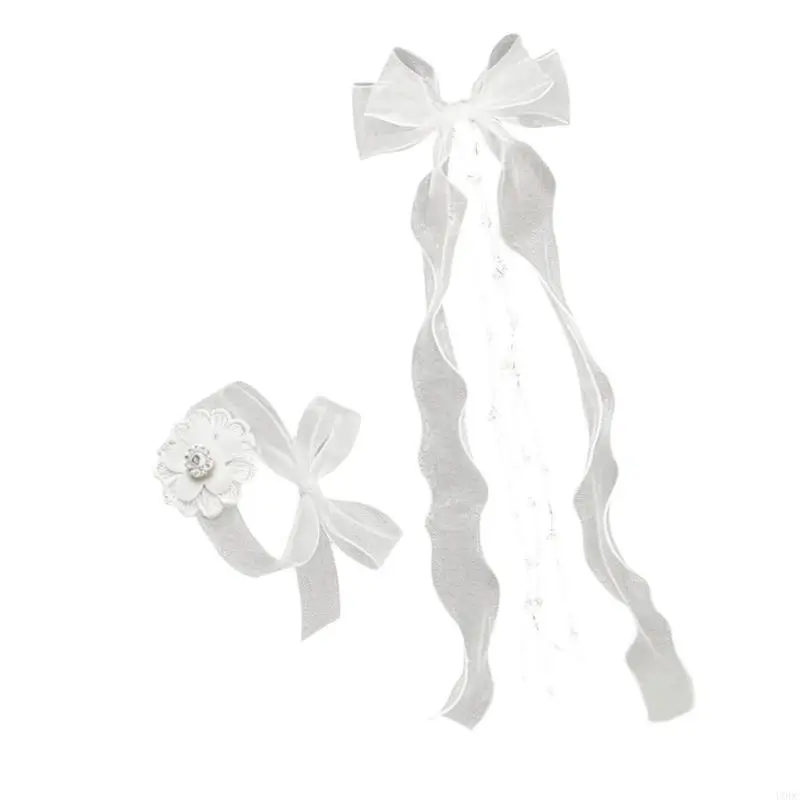 White Cloth Fabric Hair Barrette Wrist Flower Headdress For Formal Event Y166