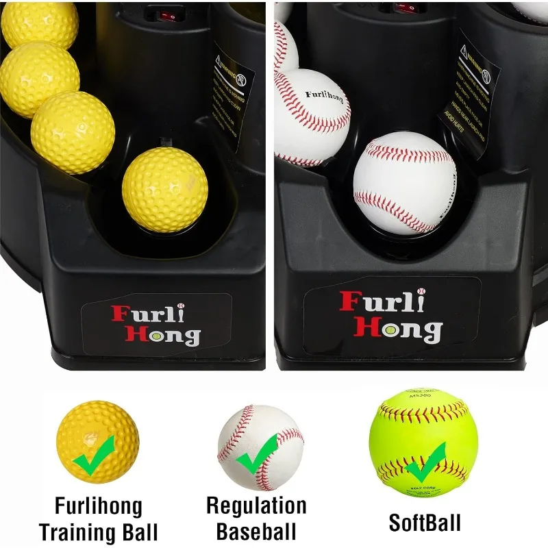 Máquina de lanzamiento de béisbol/Softball recargable 6902BHA, apilador de bolas extensible, altura ajustable, uso de bolas de base de regulación