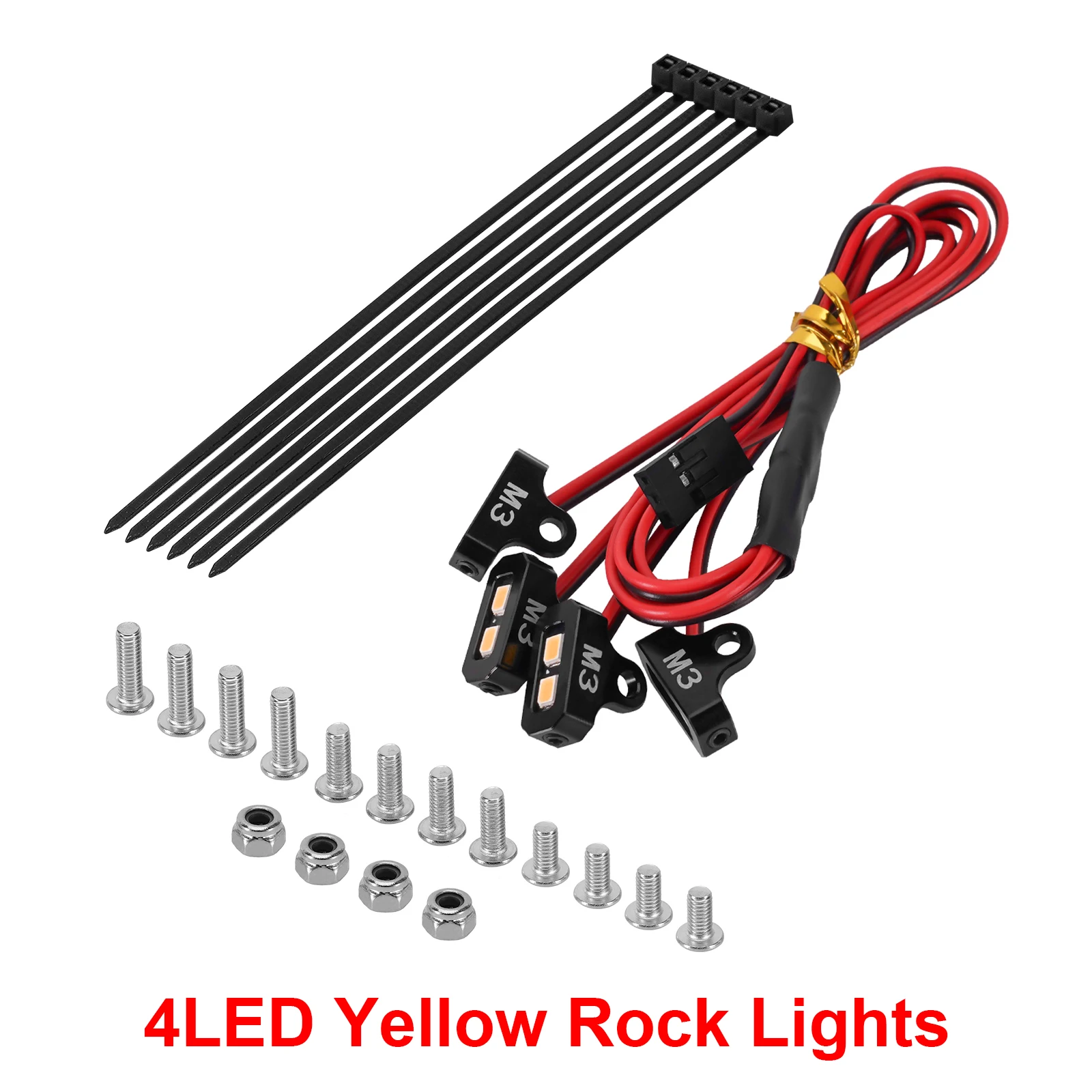INJORA 4LED Rock Lights Kit für 1/10 RC Crawler (Weiß, Gelb)