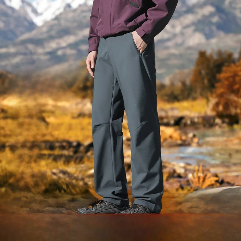 

Outdoor Men's Fce Lined 3D Tailored Breathable Warm Waterproof Casual Pants Polyester Fiber Straight Leg American Sle