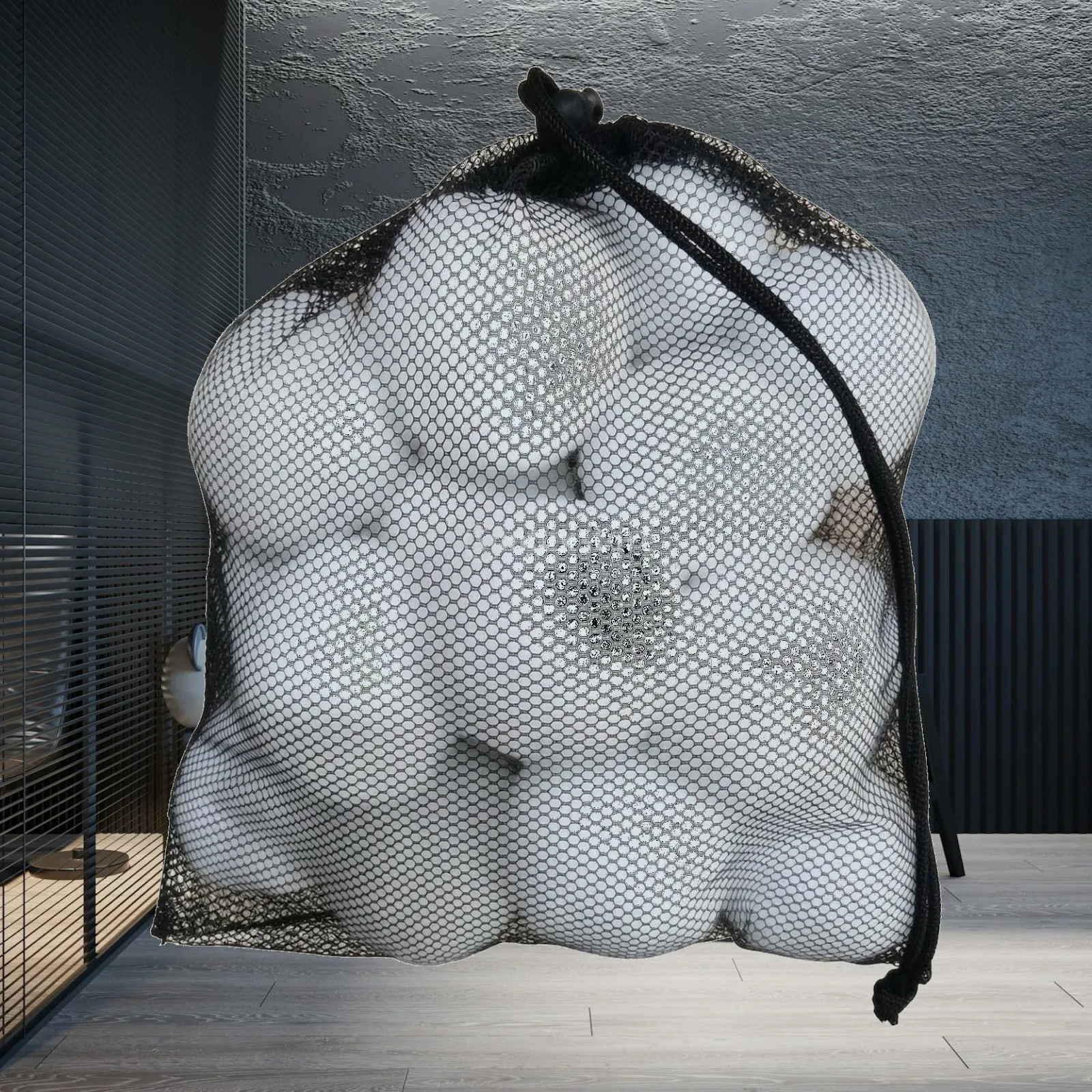子供向けホリデーアクティビティ用軽量フェイクスノーボールセット-5cm-ソフトプレイボール-ブラックメッシュバッグ付き