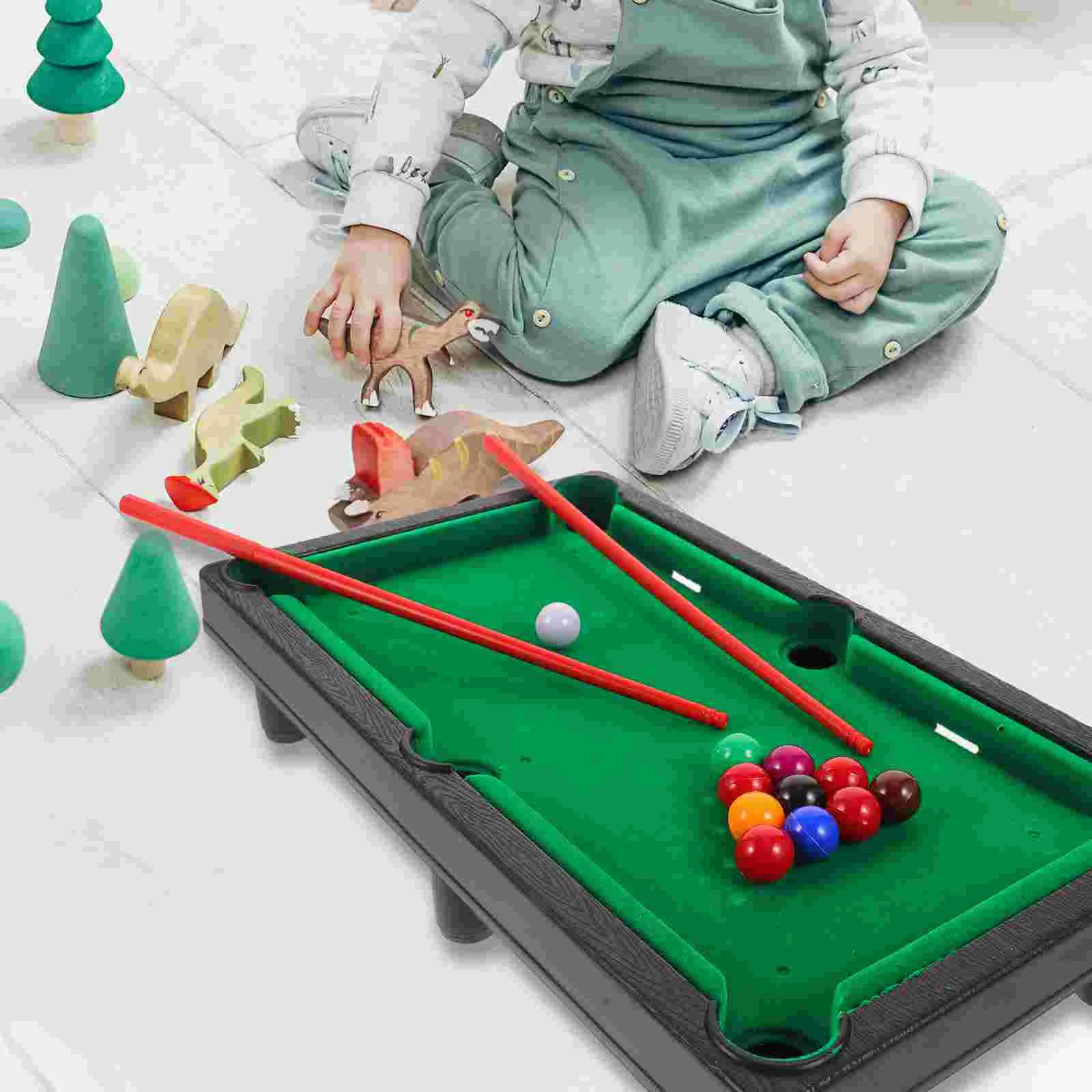 

Pool Table Children's Billiard Toy Travel Family Interactive Games Plastic Tabletop Mini