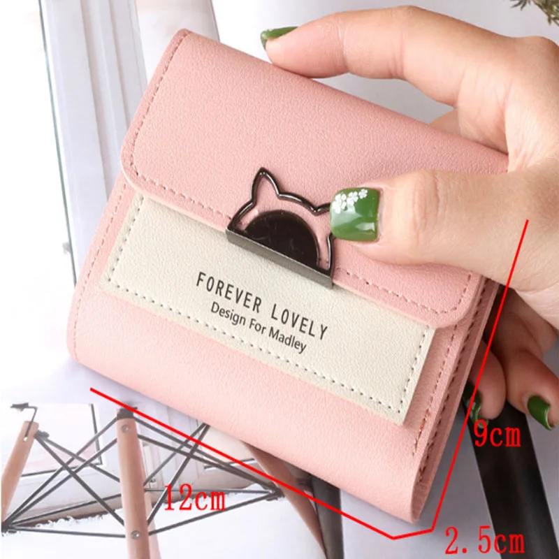 Women Wallet Small Cat Ear Cute Mini Wallet Unique Design Ladies Contrasting Metal Buckle Small Coin Purse Portable Purse New