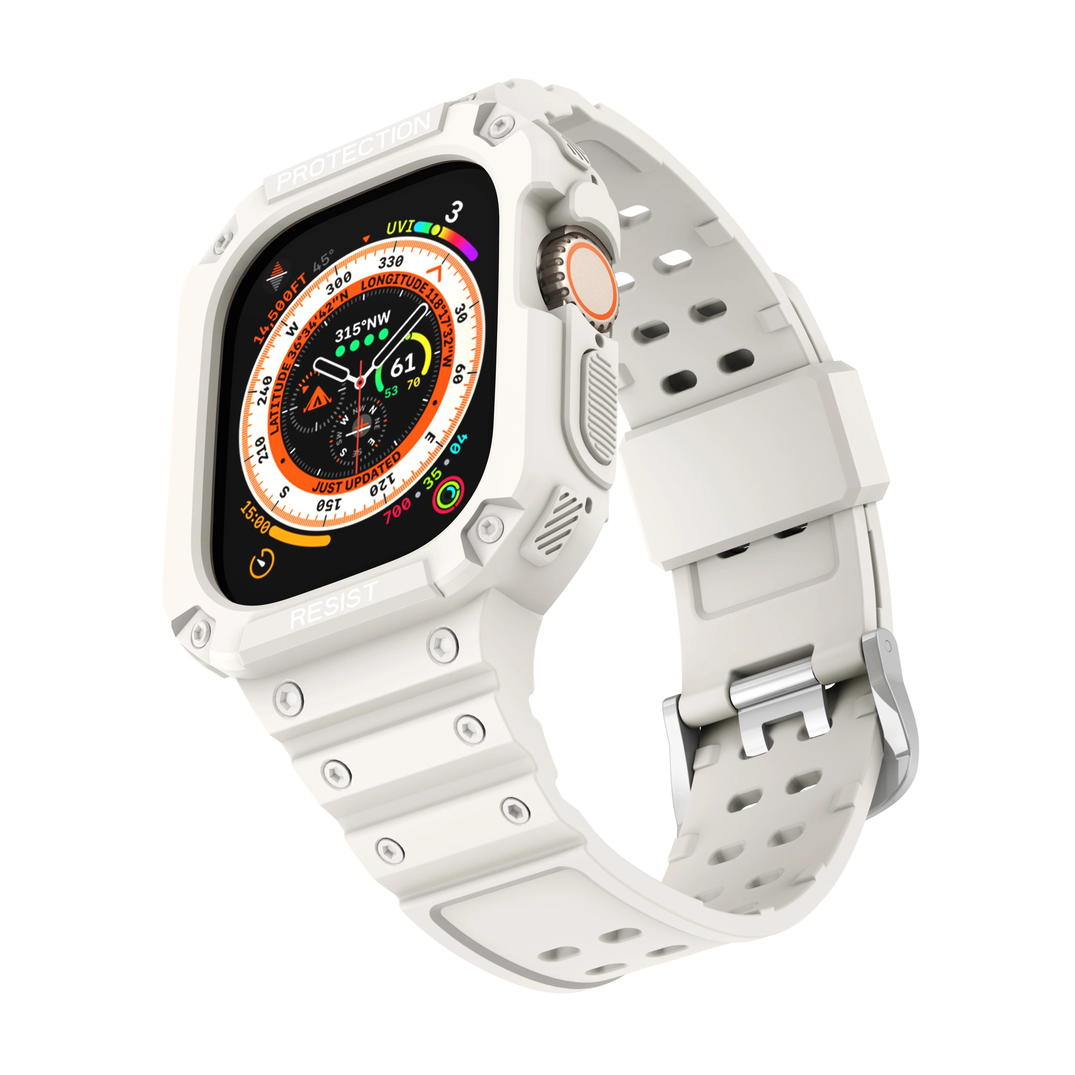 Tpu Horloge Band Voor Apple 8 Ultra 49Mm Tpu Geïntegreerde Horloge Band Effen Kleur Serie Polsband