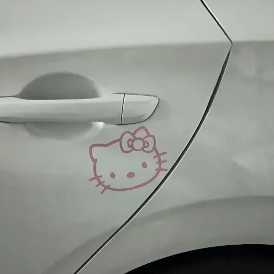 MINISO HelloKitty Car Stickers Scratch Shield Waterproof Ladies Cute Cartoon Motorcycle Pink Stickers Decorative Stickers