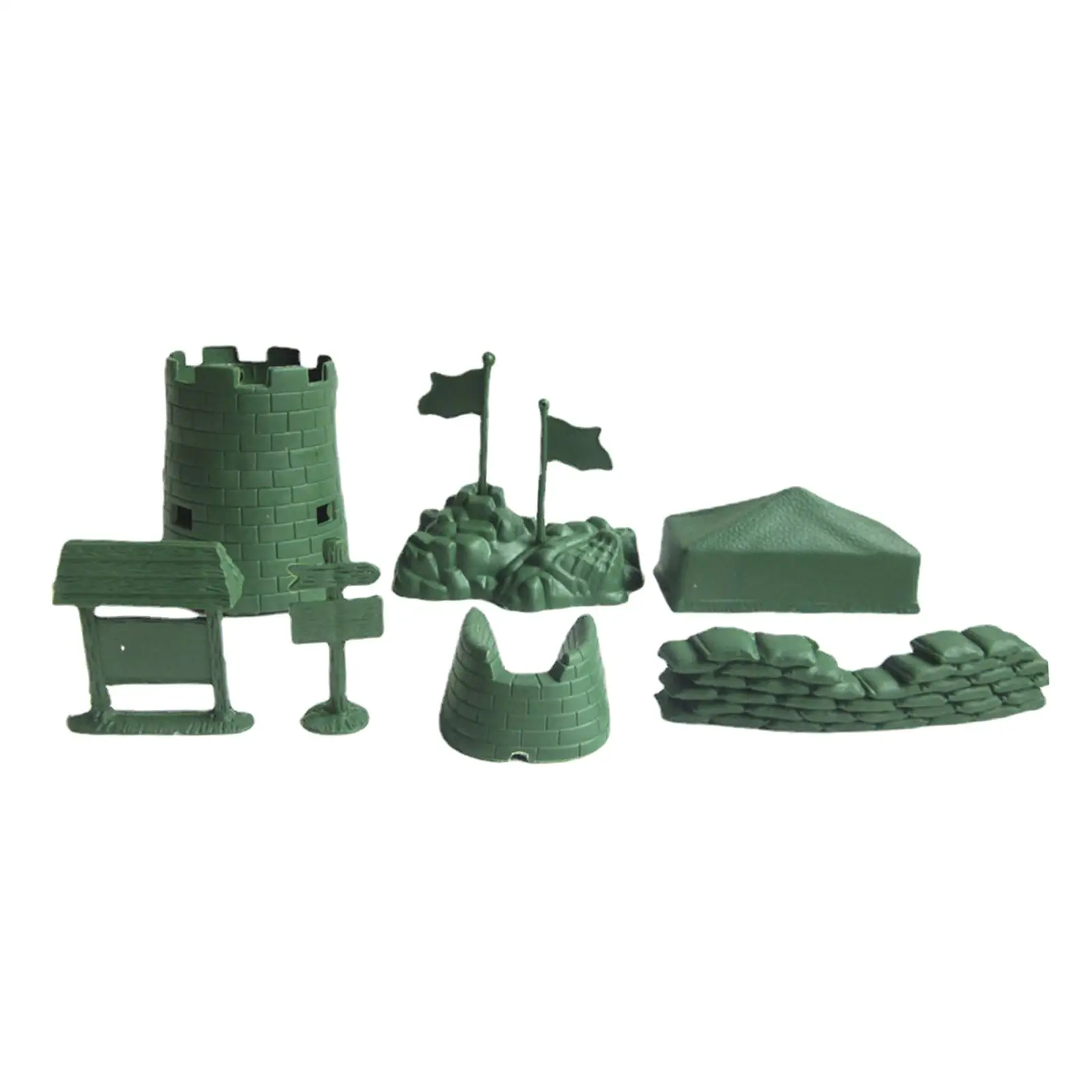 7Pcs Jungle War Scene Series Simulation Battle Background Pretend Play