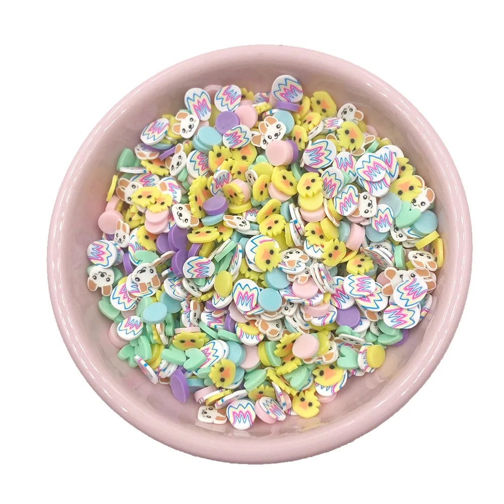 50g Easter Colorful Egg Rabbit Slices Polymer Clay Sprinkles for Crafts DIY Slime Filling Accessories Nail Art Decoration