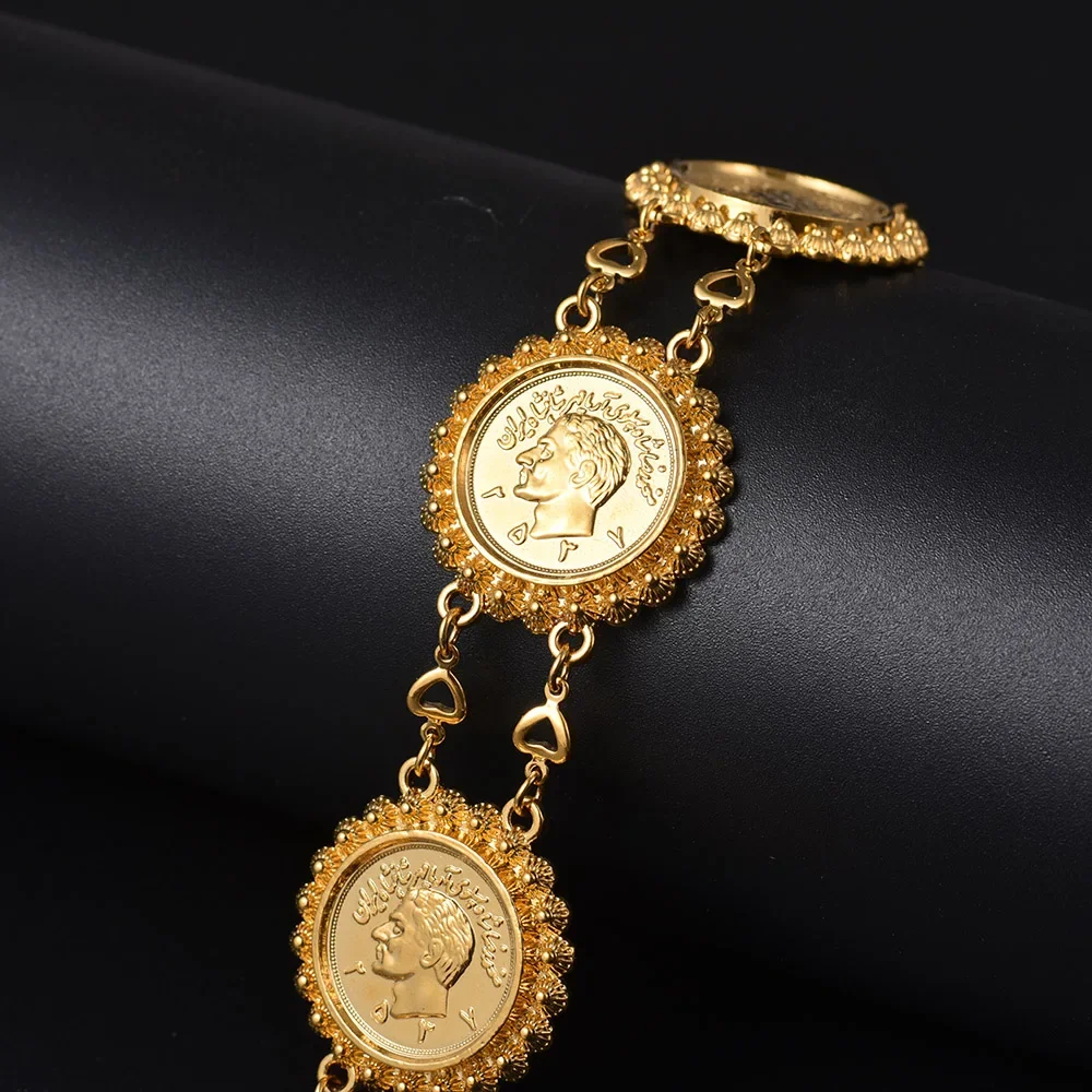 Gold Color Money Coin Bracelet Islamic Muslim Arab Coins Necklace for Women Men Middle Eastern Allah Jewelry Set African Gifts