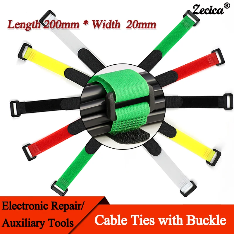 

Reusable Hook Loop Nylon Cable Ties 200mm *Width 20mm With Buckle Wire Organizer Self Adhesive Wrap Bundle Belt Fastener Strap