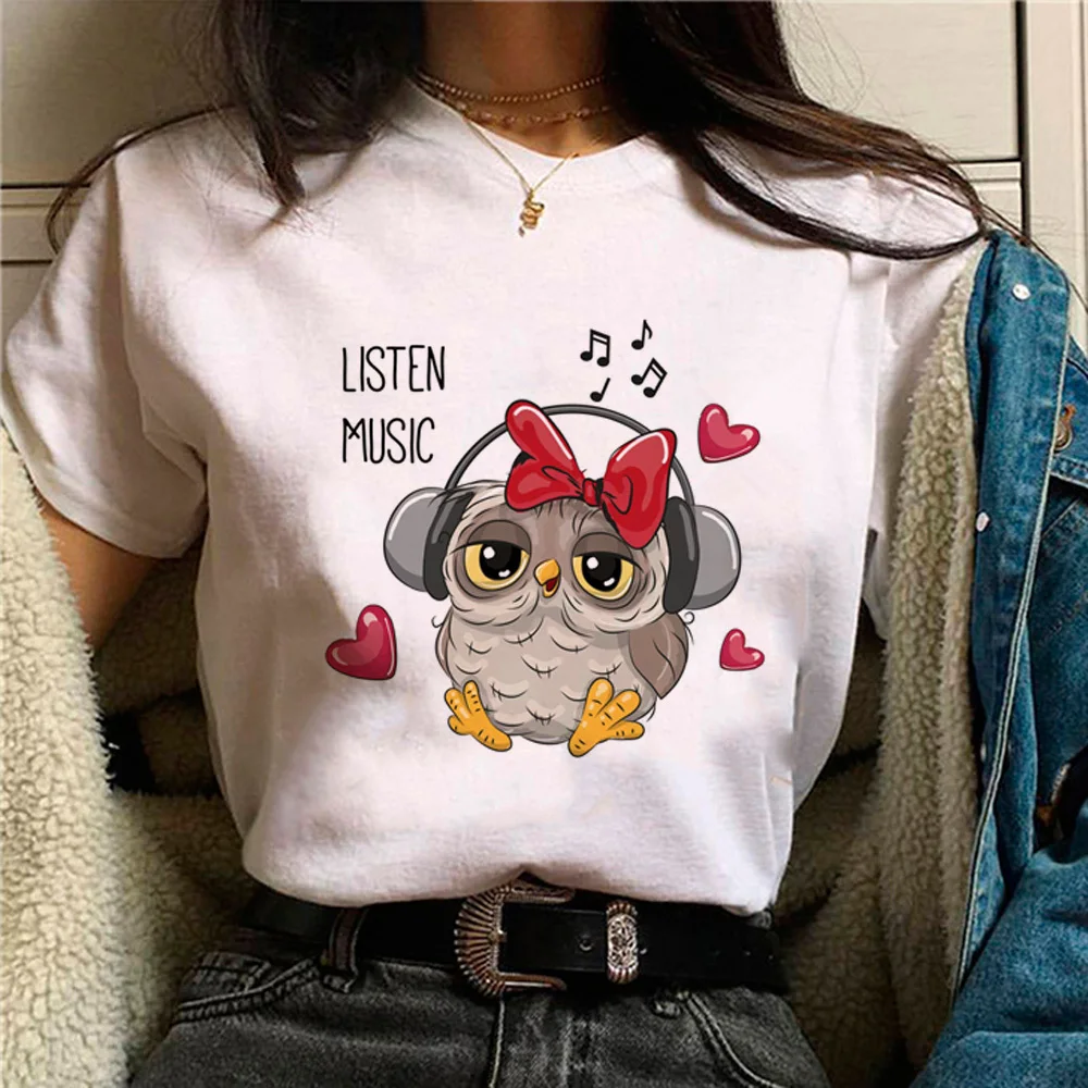 Owl t-shirt girl 80s kawaii women aesthetic Digital Pastel shirt aesthetic Pop Culture women Psychedelic hip hop Y2k