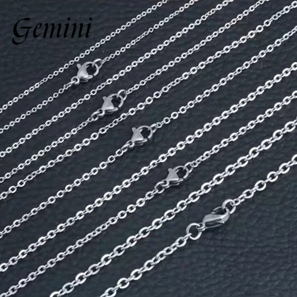 

10Pcs High Quality Stainless Steel Necklace Embossed Link O Chain For DIY Making Supplies 1.2/1.6/2/2.3/3MM Thin Chain Wholesale