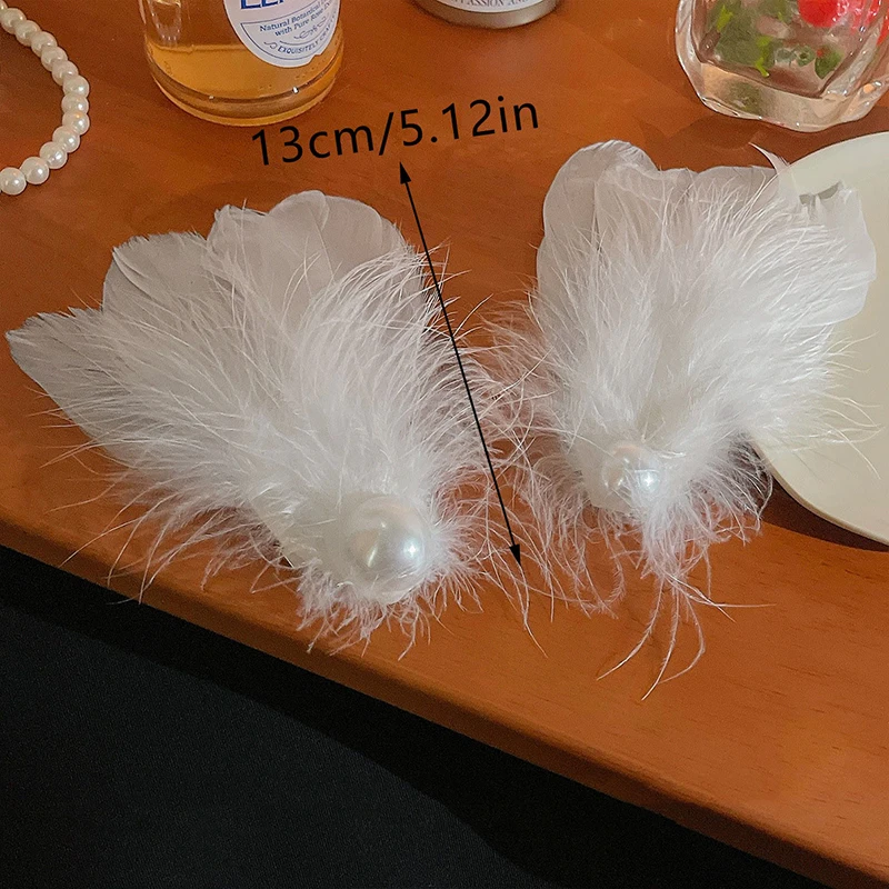 1pc White Swan Feather Hairpin Forest Fairy Hair Accessories Plush Accessory Edge Clip Holiday Party Hair Accessories