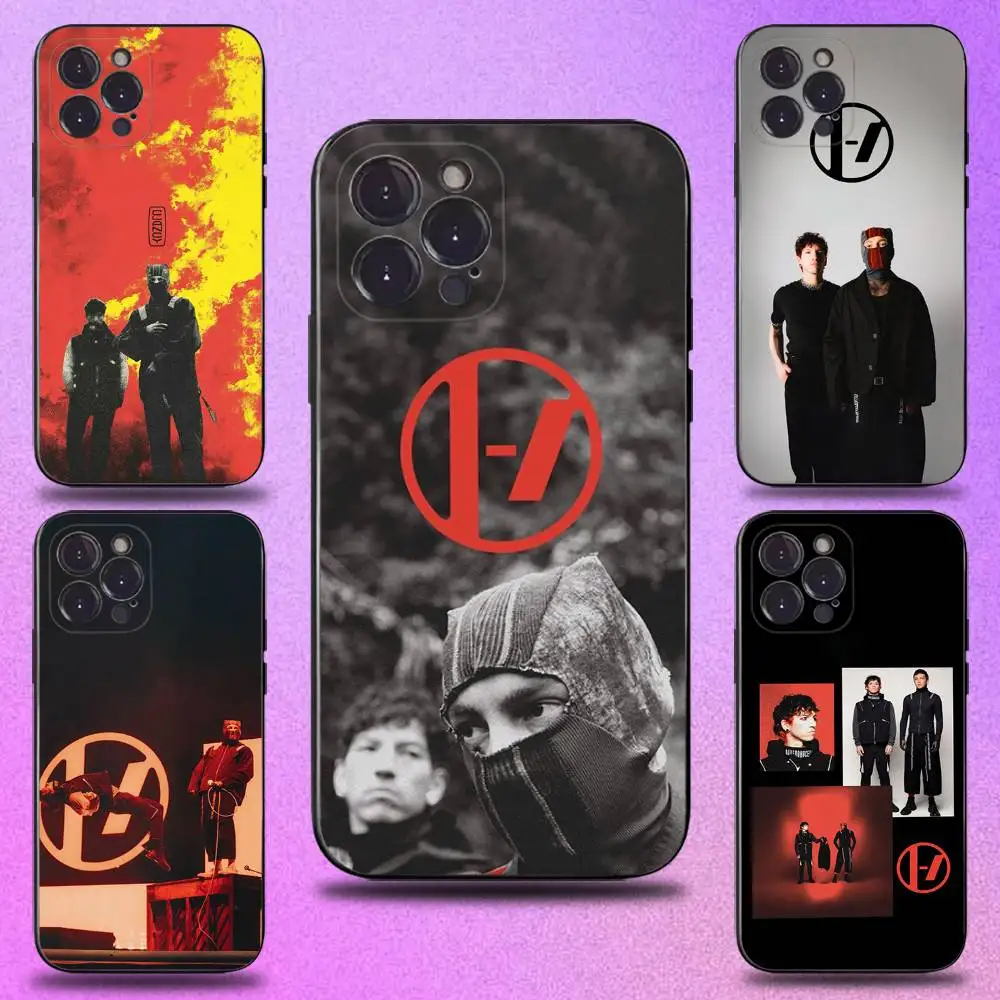 

T-Twenty one pilots Phone Case For iPhone 16,15,14,13,12,11 Plus,Pro Max,XS,X,XR,SE,Mini,8,7,Soft Silicone Black Cover