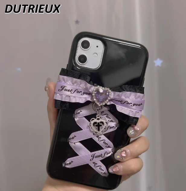 Lolita Japanese Style Suitable for 14pro 14promax 12pro Max 13pro 14pro 14plus Hot Girl Dark Phone15 Mobile Phone Cases Women