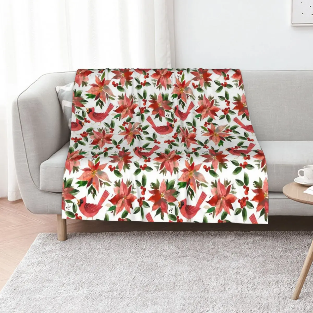 Cardinal Poinsettia Throw Blanket Blankets For Bed Picnic Summer Sleeping Bag Luxury St Blankets