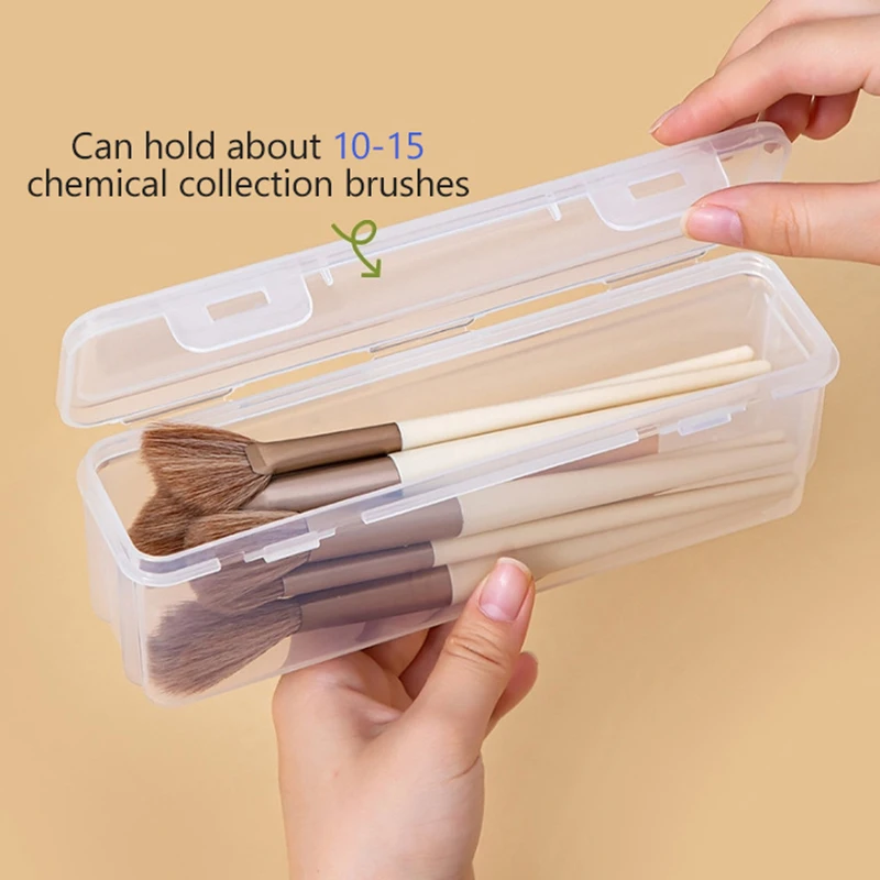 Travel Portable Cosmetic Brush Storage Box Small Transparent Dust Cover For Powder Blusher Brush Eyeshadow Eyebrow Brushes