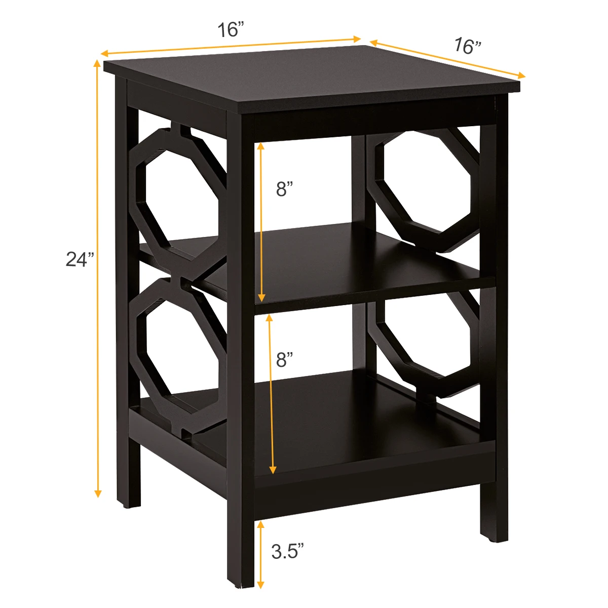 3-tier Nightstand Sofa Side End Accent Table Storage Display Shelf Espresso