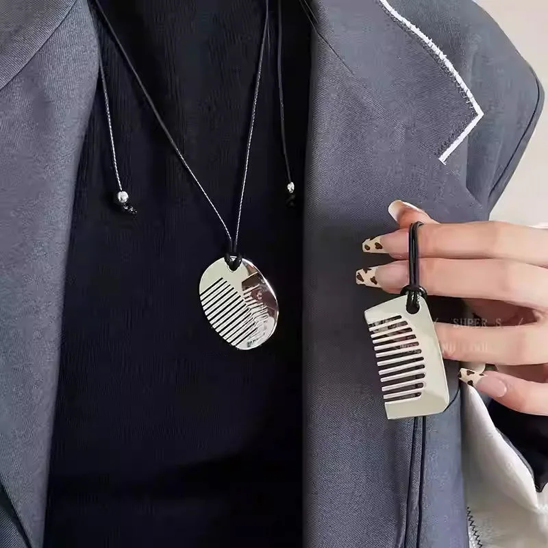 Fashion Mirror Polished Stainless Steel Comb Long Sweater Chain Versatile Temperament Jewelry Wholesale