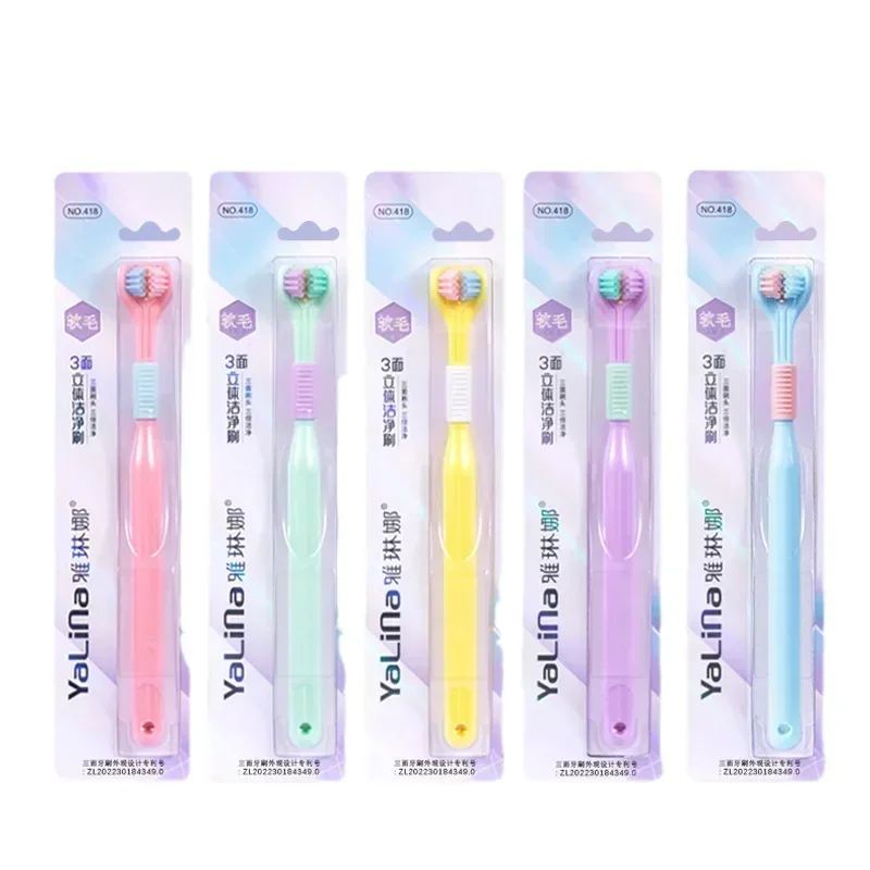 

Adult Toothbrush with Tongue Scraper, Three - Sided 3D Stereo, Ultra Fine Soft Hair, Deep Cleaning, Oral Care Health Teeth Brush