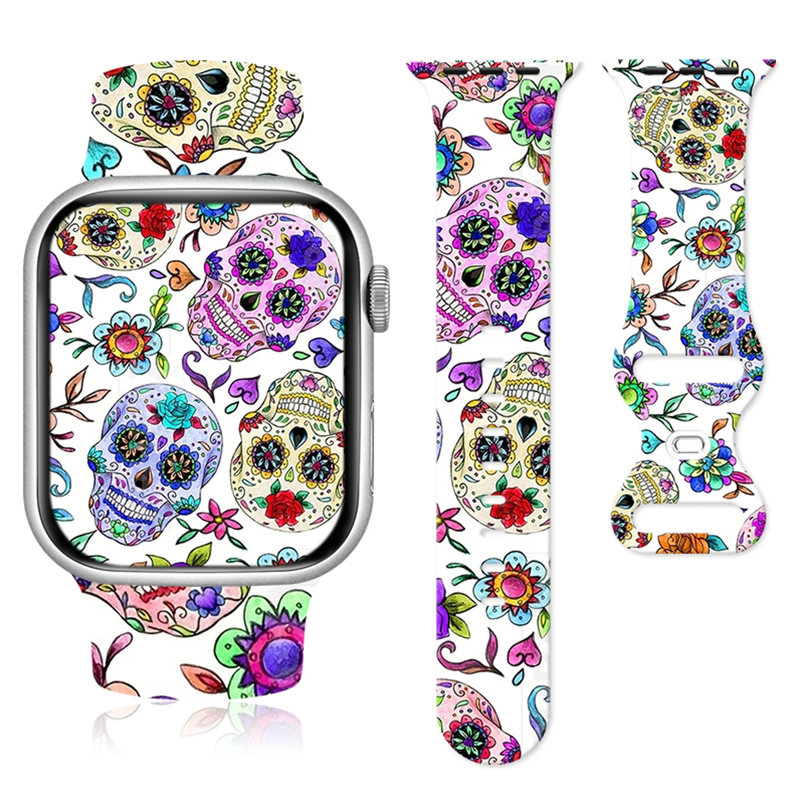 

Bones Halloween Halloween for Apple Watch 10 9 8 7 Silicone Band Replacable Bracelet for iWatch 46mm 42mm 41mm 40mm Watchband