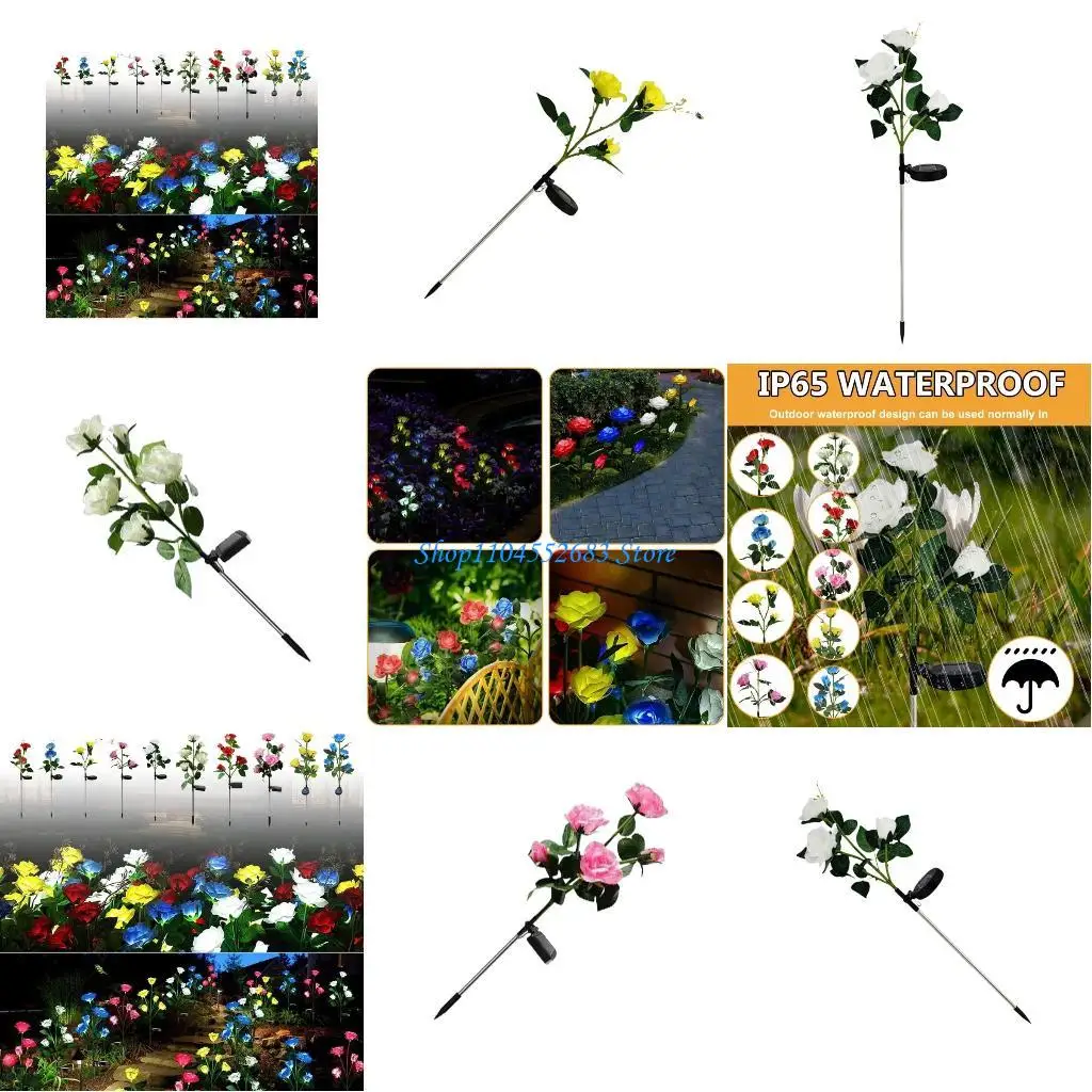 

Y6GD Unique Outdoor Lamp Waterproof IP65 Lawn Lamp Rose Shaped Solar Lamp Plastic Light Yard Light for Courtyard Decorations